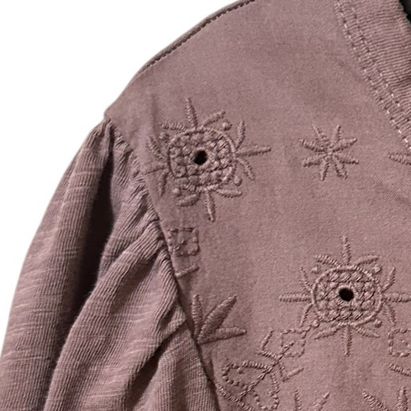 LUCKY BRAND brown 100% cotton loose fit boho tiered top size Medium - Picture 7 of 8